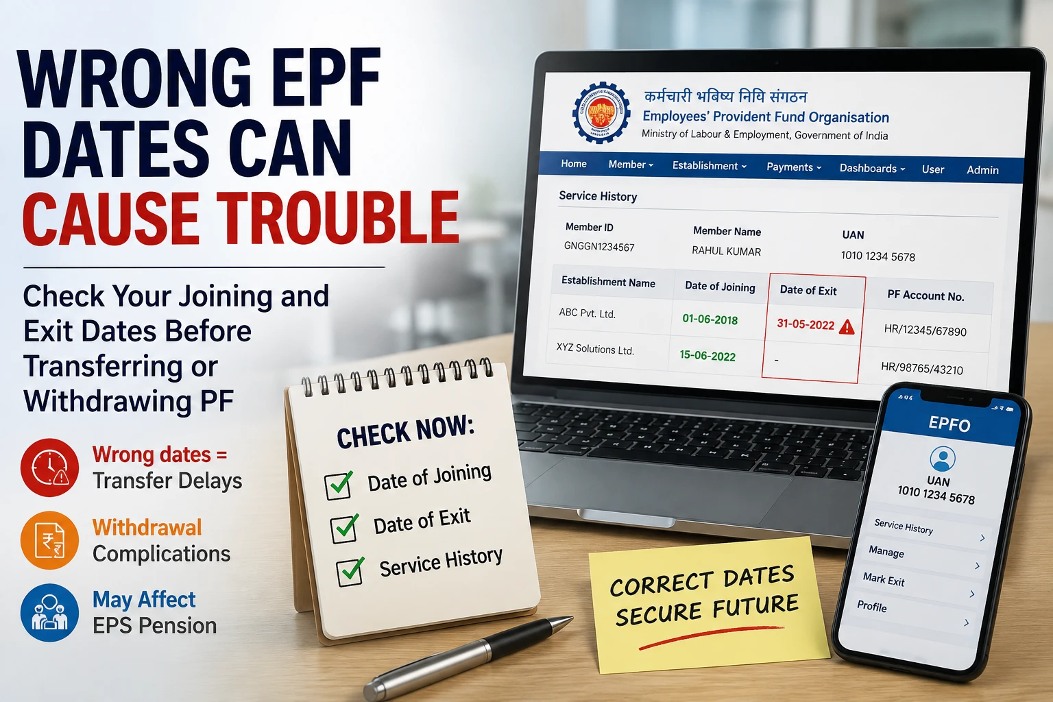 Wrong EPF dates can cause transfer delays and withdrawal complications. Check joining and exit dates to secure your future