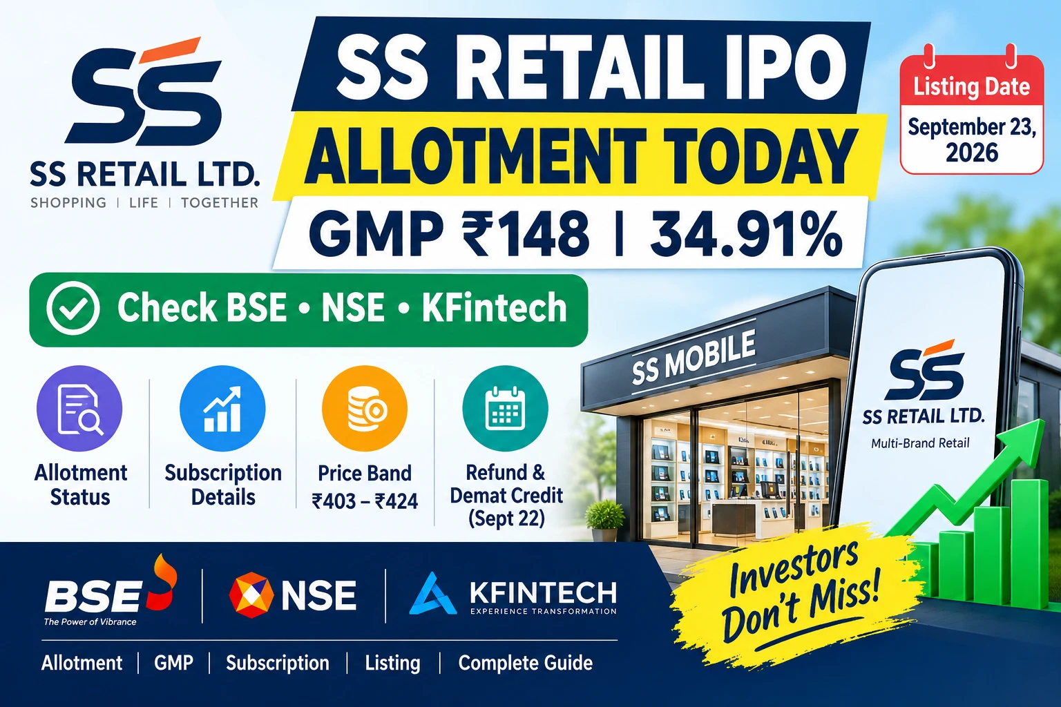 SS Retail IPO Allotment Status Today: GMP at 35%, Check BSE, NSE & KFintech SS Retail IPO Allotment Status Today