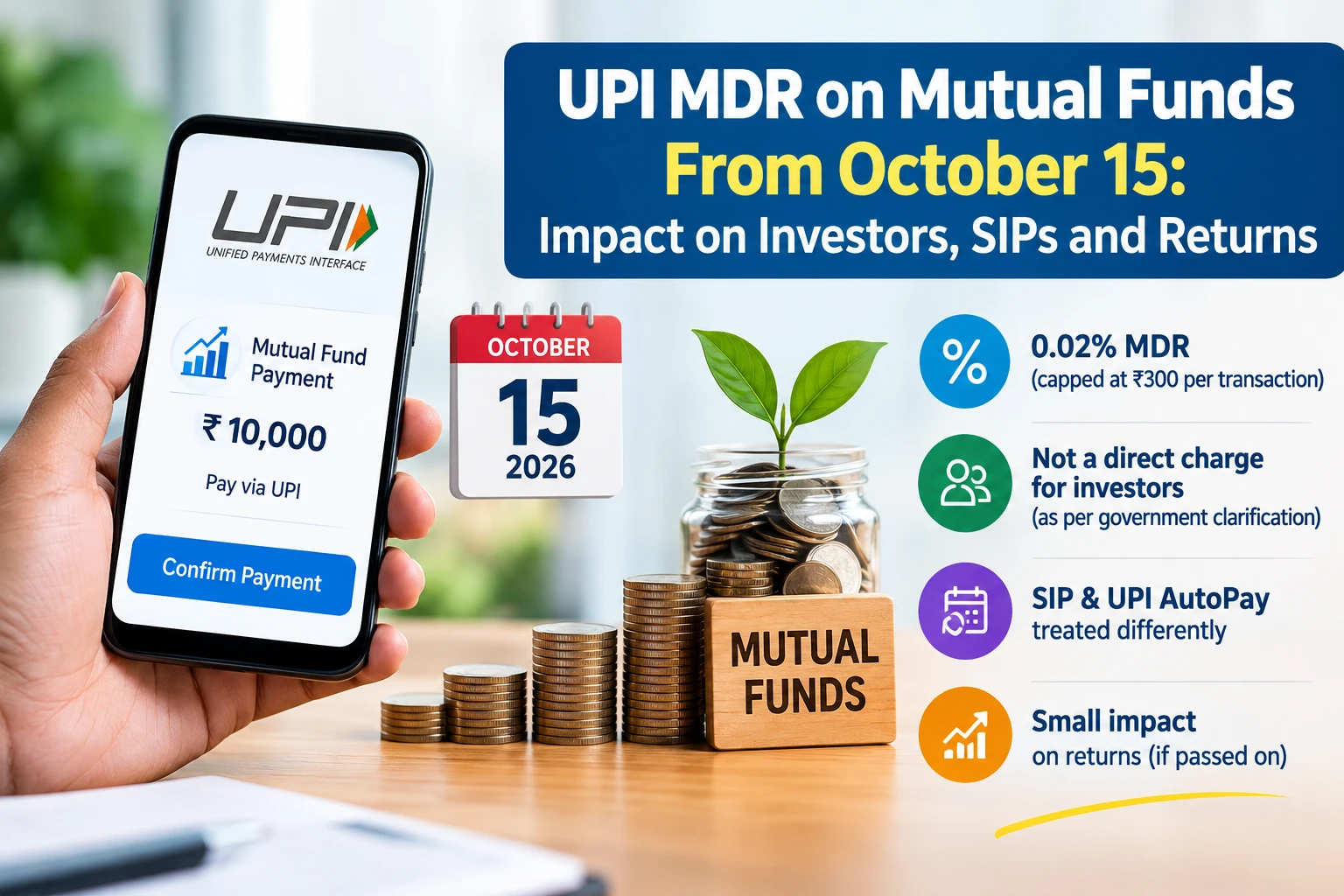 UPI MDR on Mutual Funds from October 15: Impact on Investors, SIPs and Returns UPI MDR on Mutual Funds