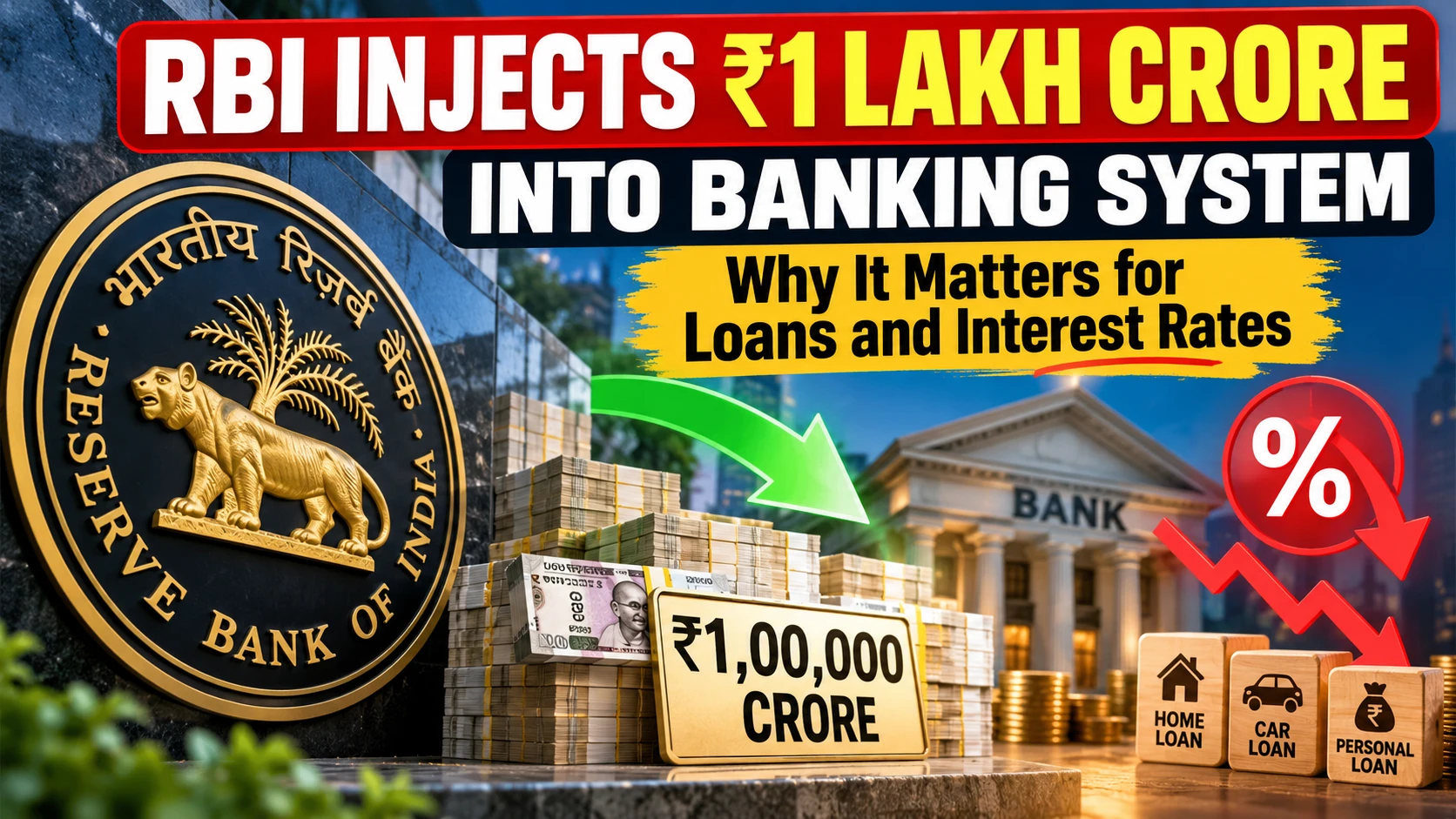 RBI Injects ₹1 Lakh Crore Into Banking System: Why It Matters for Loans and Interest Rates