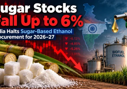 Sugar Stocks Fall Up to 6% as India Halts Sugar-Based Ethanol Procurement for 2026–27