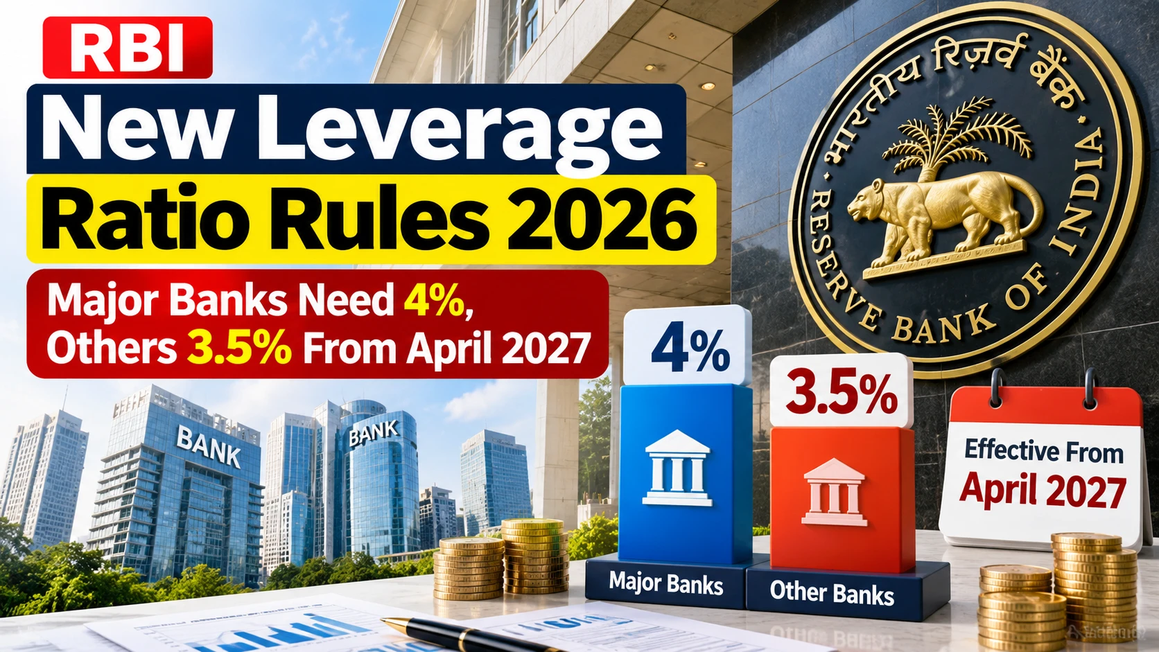 RBI leverage ratio rules 2026 with 4 percent requirement for major banks and 3.5 percent for others